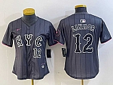 Women's New York Mets #12 Francisco Lindor Number Grey 2024 City Connect Cool Base Stitched Jersey,baseball caps,new era cap wholesale,wholesale hats